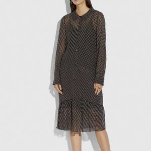 New! Coach Dot Georgette Pleated dress